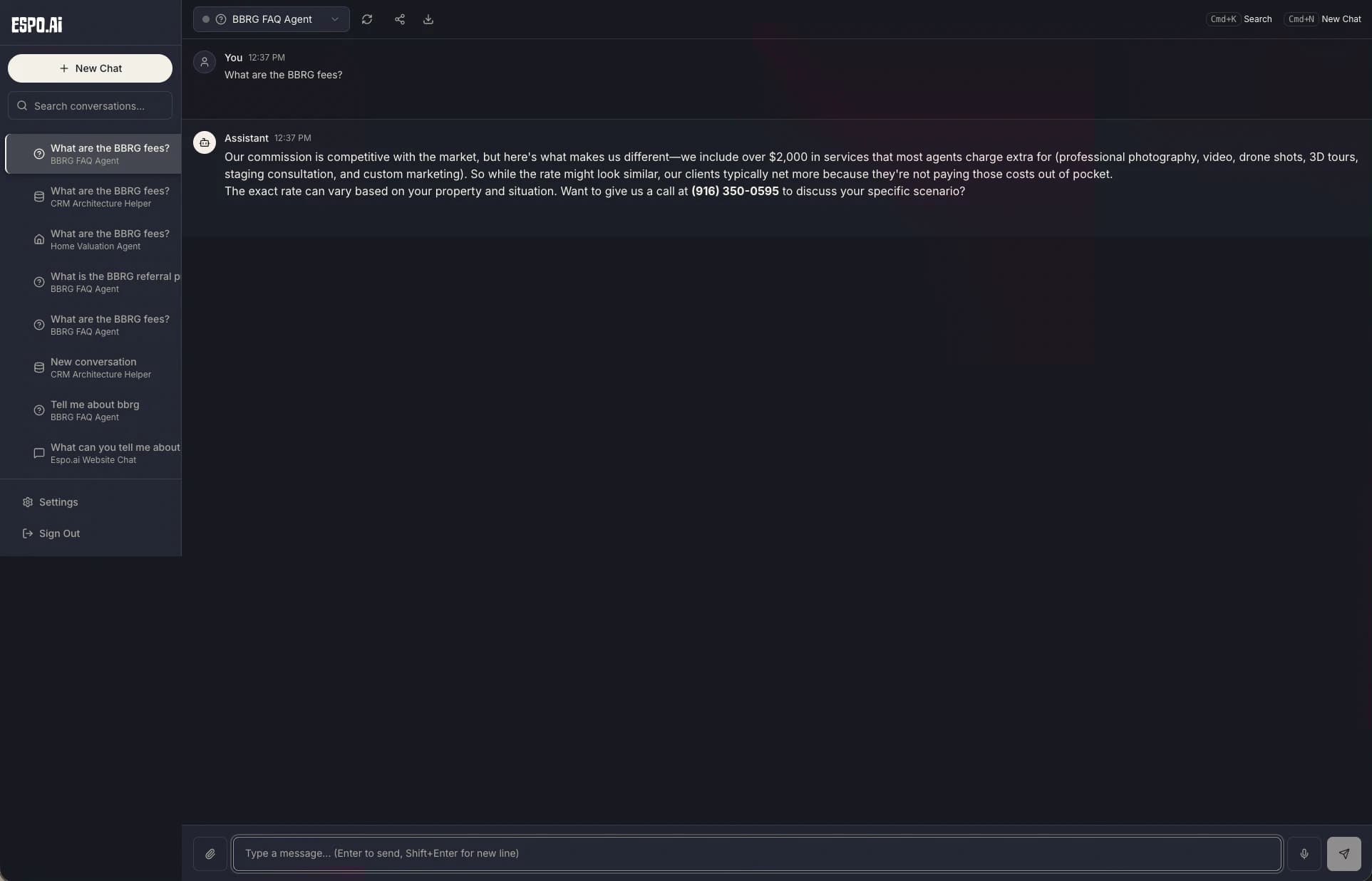 AI Command Center Interface