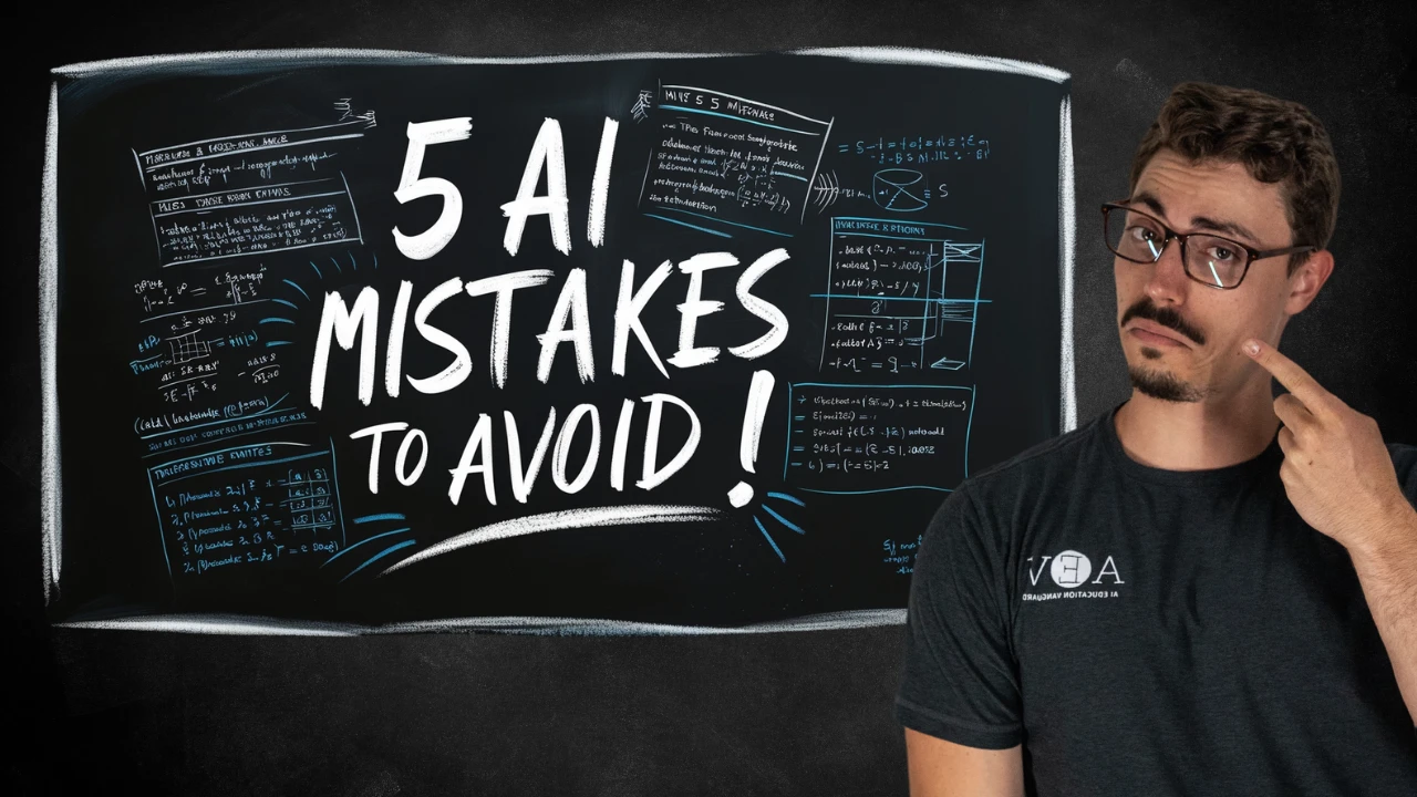 Visual guide showing 5 common AI prompting mistakes with examples of how to fix them for better AI interactions