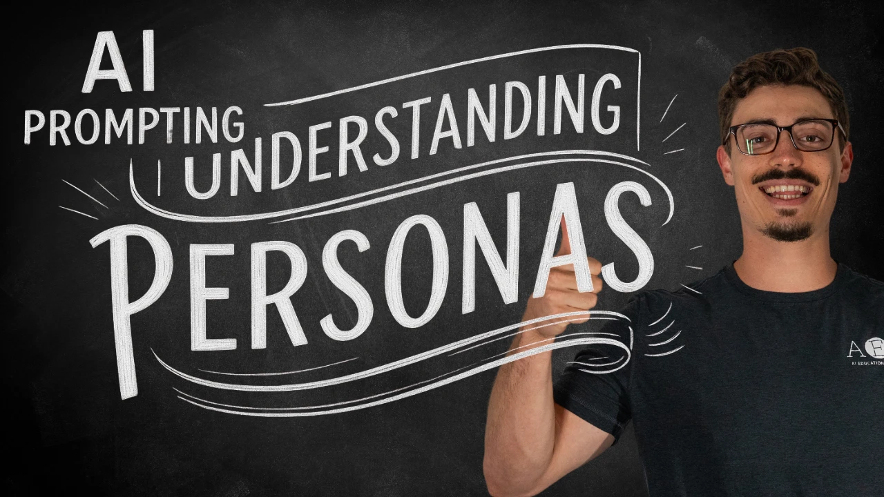 Illustrated guide showing different AI personas with examples, highlighting how to use personas in AI prompting techniques